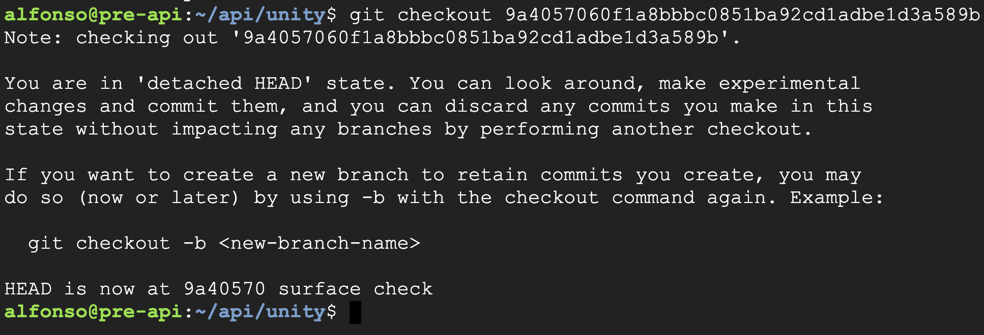 Commit checkout